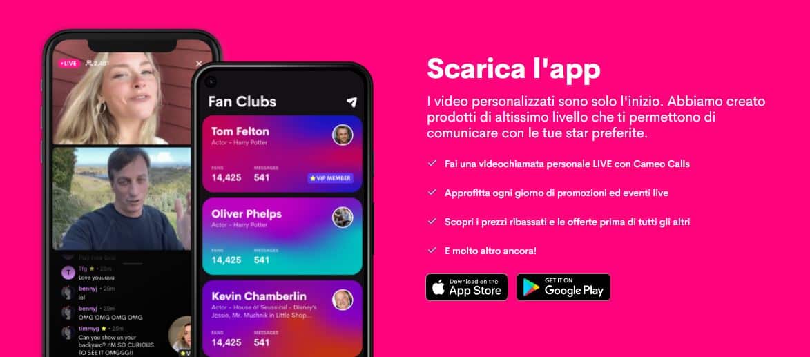 cameo app video personalizzati