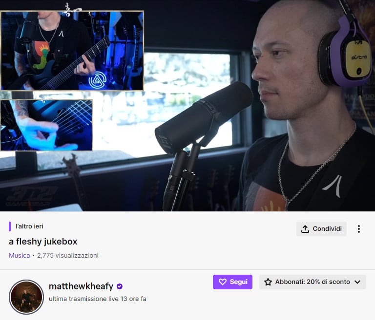 Profilo Twitch di Matt Heafy