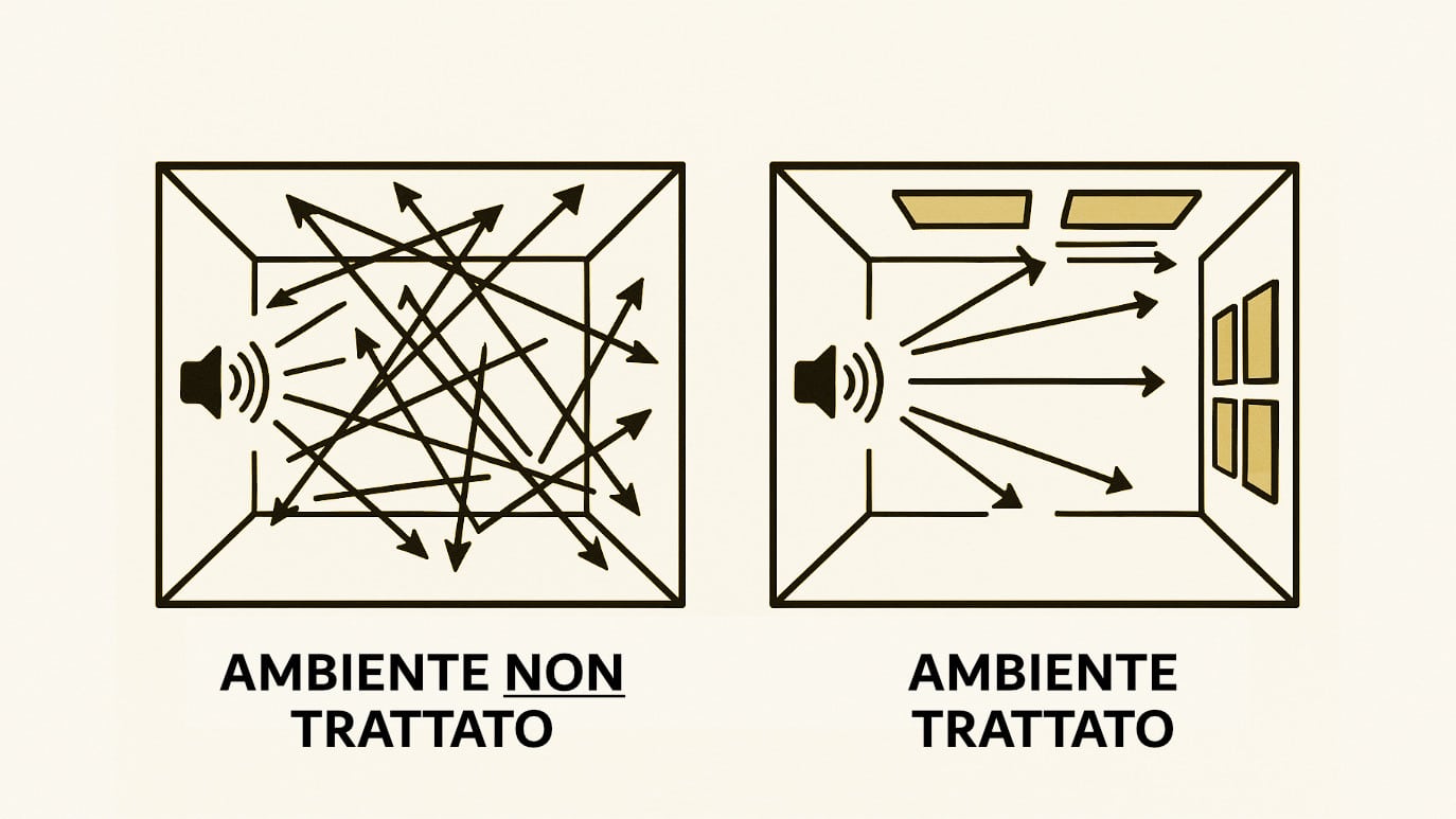 Infografica di un ambiente non trattato e uno correttamente trattato