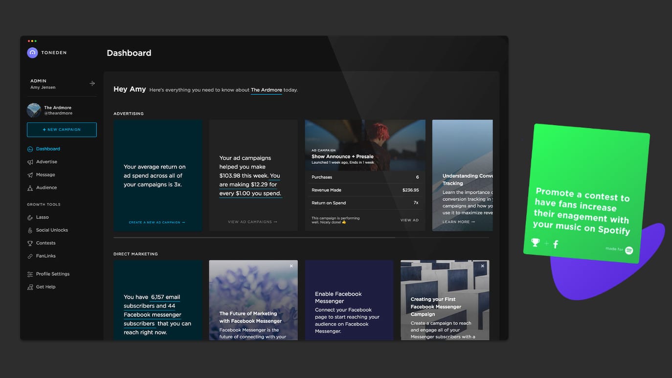 toneden dashborad ads spotify 1